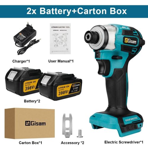 Makita ¿ tournevis électrique sans balais 688N.m, 1/4 pouces, tournevis sans fil, perceuse électrique, Kit de tournevis à percussion pour broche de batterie 18V-2 batterie