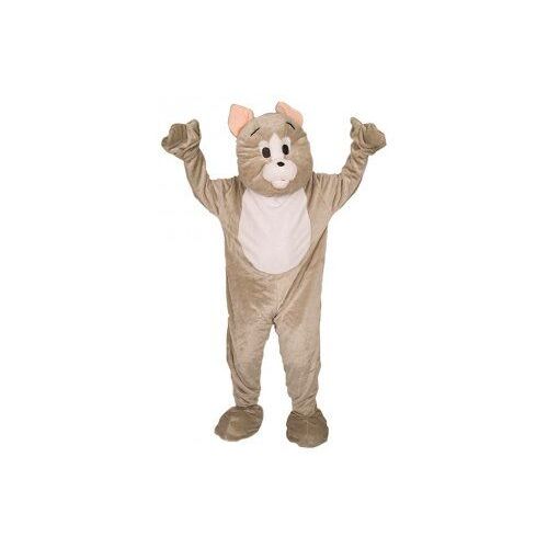 Deguisement Mascotte Adulte Chat Gris, Luxe - Combinaison, Maxi Tete Animal, Chaussons - Taille Unique - Set Costume + Carte
