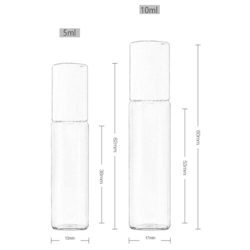Flacons À Roulettes En Verre De 5ml/10ml, Vide, Transparent, Avec Rouleau, Pour Huiles Essentielles Et Cosmétiques, Pour Les Voyageurs 