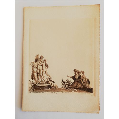 Carte Double Nus Sexy Comparaison D'après Challe 1787 / Non Carte Postale