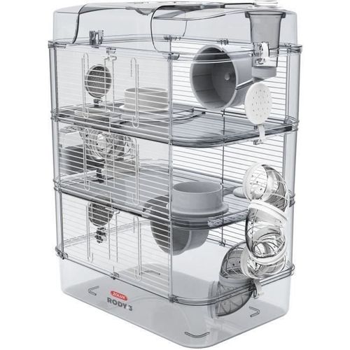 Zolux Cage Sur 3 Étages Rody3 Trio - Pour Hamsters, Souris Et Gerbilles - L 41 X P 27 X H 53 Cm - Blanc