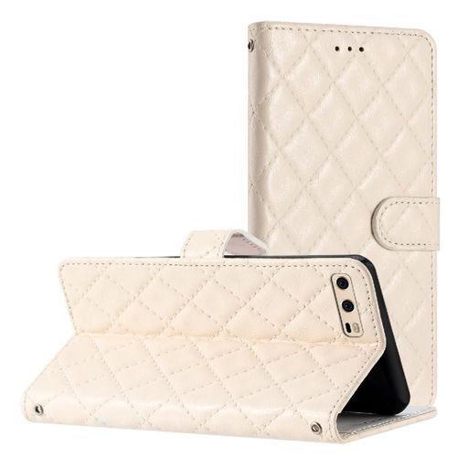 Flip Étui Pour Huawei P10 Bicelle Folio Magnétique Tpu Antichoc Titulaire De Fentes Pour Cartes Portefeuille En Cuir Pu - Blanc