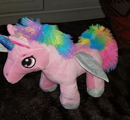 Superbe Peluche Licorne Rose