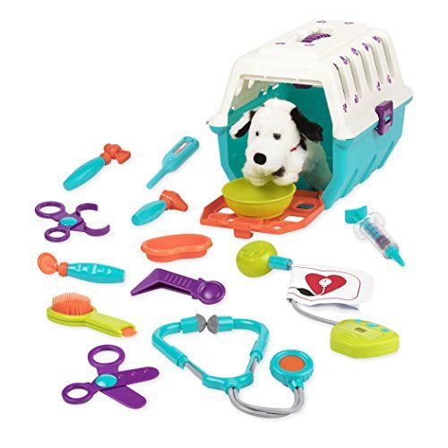 Battat - Dalmatian Vet Kit - Interactive Vet Clinic And Cage Pretend Play For Kids (15 Pieces)