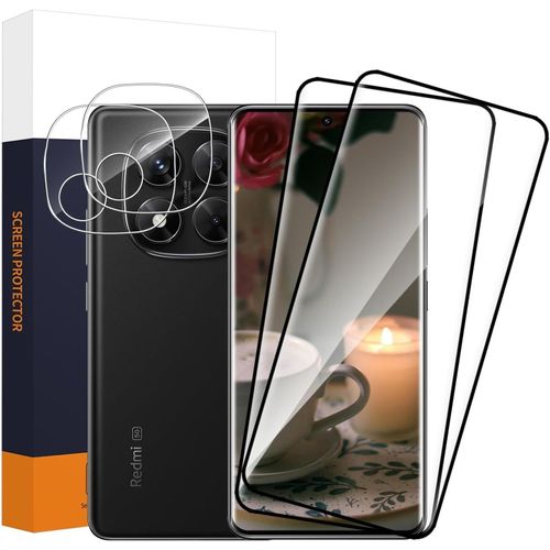 Kal-2+2 Pièces Verre Trempé Pour Xiaomi Redmi Note 14 Pro Plus 5g, Bords Incurvés En 3d, Caméra Protecteur, Dureté 9h Protection Écran, Haute Sensibilité, Hd Note 14 Pro Plus Vitre Protection