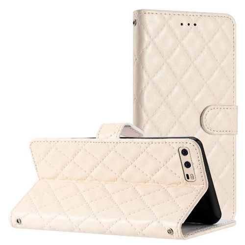 Flip Étui Pour Huawei P10 Tpu Antichoc Folio Magnétique Bicelle Titulaire De Fentes Pour Cartes Portefeuille En Cuir Pu - Blanc
