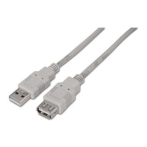 AISENS A101-0013 - Câble d'extension USB 2.0 (1,8 m pour rallonger un câble, adapté aux jeux sur console, appareils photo numériques, caméras Web, imprimantes et souris) Couleur Beige