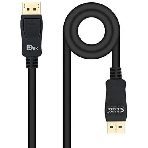 Câble Nanocable DisplayPort 1.4 Mâle vers DisplayPort 1.4 Mâle 1m - Certifié VESA - Couleur Noir