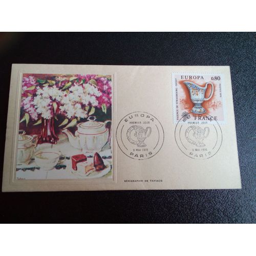 Enveloppe 1° Jour D'emission Yt 1977 C.E.P.T. Faïence De Strasbourg Xviiie Siècle 1976 ( Clr )