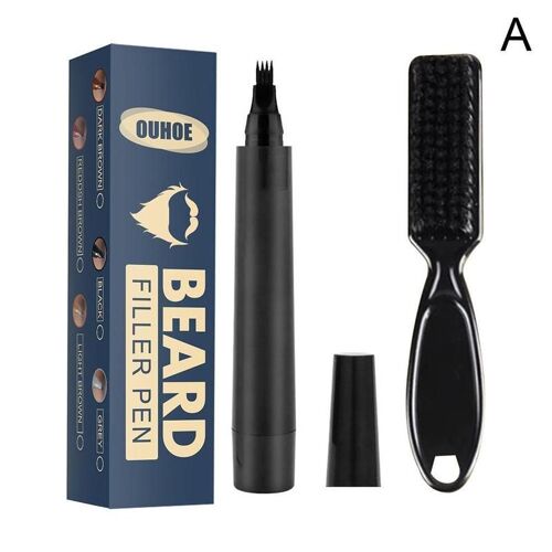 Kit De Remplissage De Barbe, Crayon De Barbier Avec Brosse, Moustache Masculine, Style Sourcils, Outil De Réparation De Salon De Coiffure, Gravure J4u5 