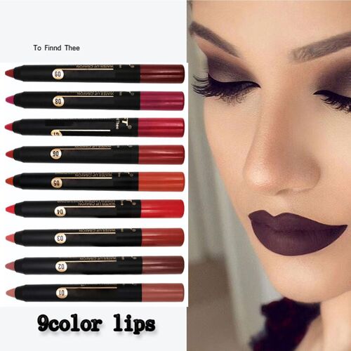 Rouge À Lèvres Professionnel 9 Couleurs, Cosmétique, Waterproof, Longue Tenue, Crayon Mat, Charmant, Pour Filles, Z0c5 