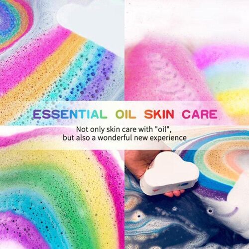 Bombe À Sel De Bain Arc-En-Ciel 110g, Savon Naturel, Soin De La Peau, Nuage, Bain, Bulle Exfoliante, Emballage Douche L9j8 