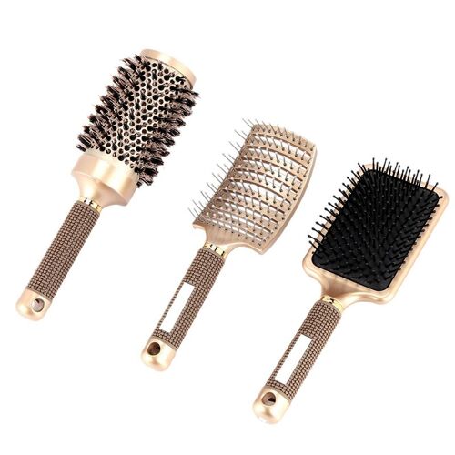 Brosse À Cheveux En Nylon, 3 Pièces, Peigne De Massage Du Cuir Chevelu, Pour Cheveux Humides Et Bouclés, Démêlant, Peigne À Rouleau Pour Salon De Coiffure, Outils De Coiffure 