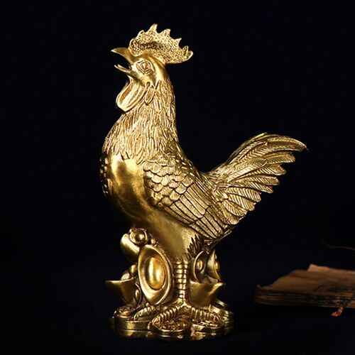 Figurine coq coq en laiton, Statue feng shui porte-bonheur chinoise, ornement pour maison, bureau, magasin, décoration de bureau, artisanat fait à la main