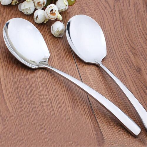 Cuillère De Service De Buffet À Tête Ronde En Acier Inoxydable, Grand Format, Épaissi, Pour Dîner, Soupe, Riz, Restaurant Occidental, Bar, Café Public