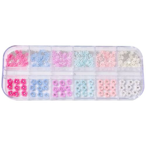 Fleurs 3d Pour Décoration Des Ongles, 12 Grilles, Breloques, Perles, Bijoux, Pierres, Métal, Résine, Accessoires Pour Nail Art 