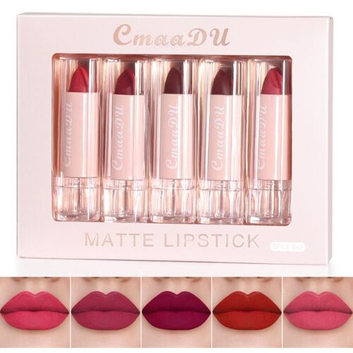 Rouge À Lèvres Velours Mat Imperméable, 5 Couleurs, Pigments Sexy, Maquillage Longue Durée 