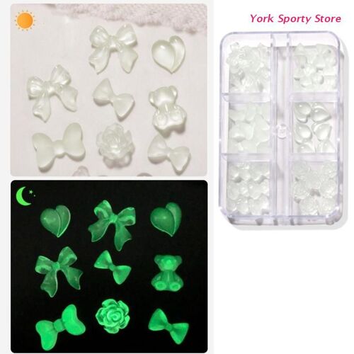 Breloques Pour Ongles 3d, Fournitures De Nail Art, Autocollants D'ongles Lumineux, Dos Plat, Camélia, Ours En Forme De Coeur, Strass Pour Ongles 