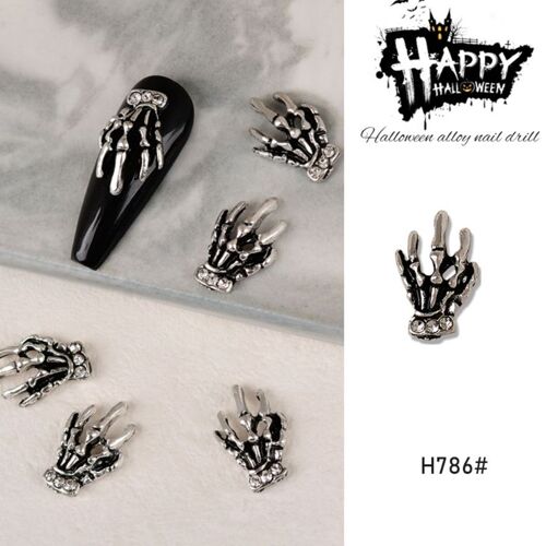 Breloques À Ongles En Forme De Squelette 3d, Breloques Pour Nail Art, En Alliage Avec Strass, Décoration De Bijoux, 60 Pièces 