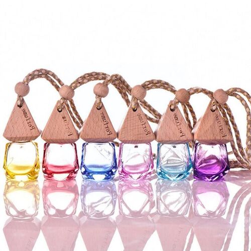 Bouteille De Recharge En Verre, 6ml, 6 Pièces, Couleur Aléatoire, Portable, En Bois, Pour Voiture, W8y1 