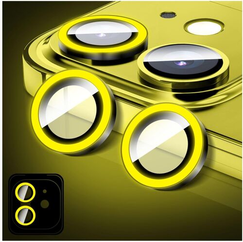 Protecteur D'objectif D'appareil Photo Lumineux pour iPhone 15/iPhone 15 Plus, Coque D'appareil Photo en Verre Tremp¿¿ Bling, Anneaux en Alliage ¿¿ Alignement Automatique