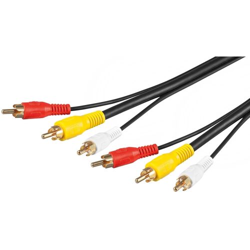 Câble Rca 5 mètres 3 RCA à 3 Rca Macho Vidéo RG59 50140 Couleur noir blindé blindé