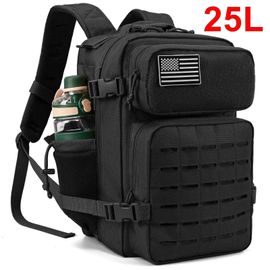 Femmes/Hommes Sac À Dos Tactique Sac D'école Sac À Dos De Gymnastique Treeking Avec Double Porte-Gobelet Équipement De Camping Sac À Dos - Type 25l Black