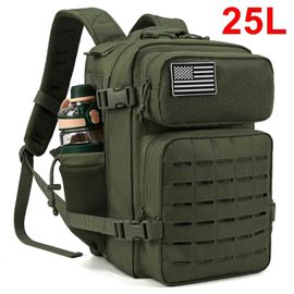 Femmes/Hommes Sac À Dos Tactique Sac D'école Sac À Dos De Gymnastique Treeking Avec Double Porte-Gobelet Équipement De Camping Sac À Dos - Type 25l Green