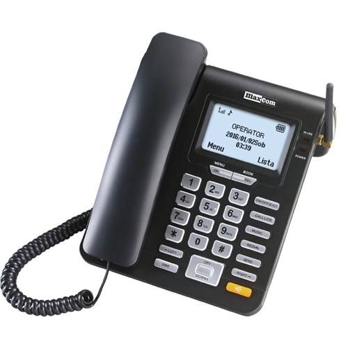 Maxcom MM 28 D HS - Téléphone Fixe GSM de Bureau avec Fonction SMS Carte SIM, Noir