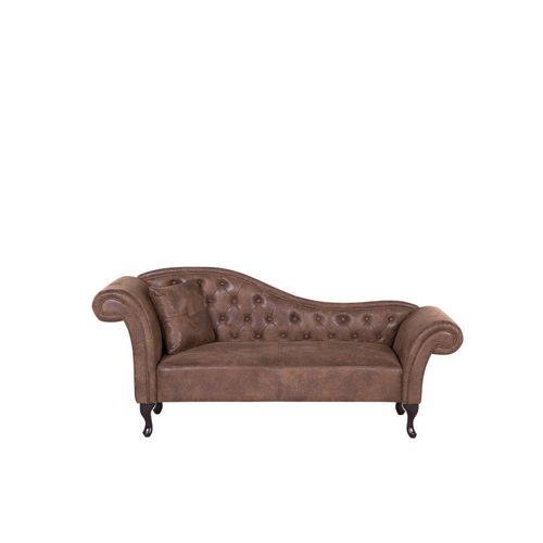 Méridienne Côté Gauche En Cuir Suède Marron Lattes