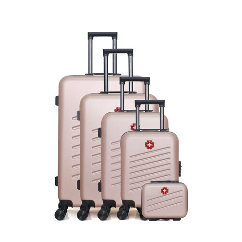 Lot de 5 valises Zurich-U de Swiss Kopper : Rose doré