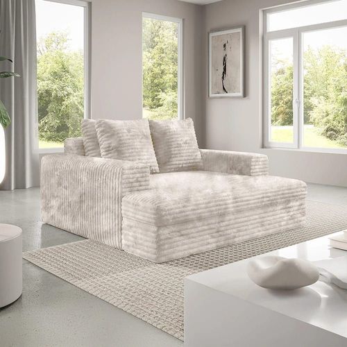 Canapé 2 Places En Velours Côtelé Épais Écru