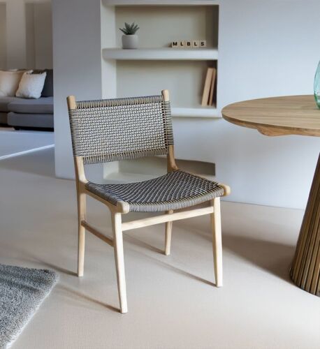 Chaise En Bois Beige Et Corde Bicolore