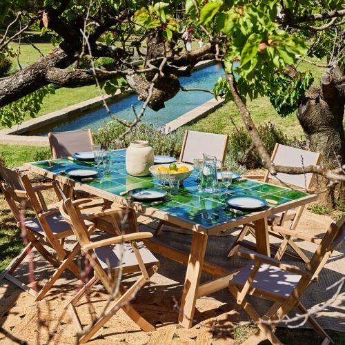 Ensemble Table Céramique Verte 205x105 Et 8 Chaises