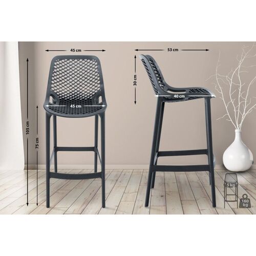 Tabouret De Bar D'extérieur Avec Repose-Pieds Plastique Gris Foncé