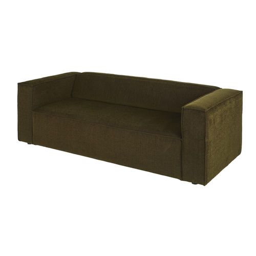 Canapé 3 Places En Velours Côtelé Vert Foncé