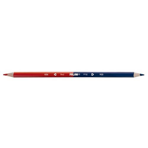 Boîte De 12 Crayons Milan Bicolores Bleu Et Rouge