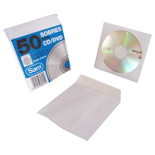 Pack De 50 Enveloppes Pour Cd/Dvd. Blanc 90 G. Fenetre Plastique 108 Diametre 125x125 Autocollant Gommé Sam 664897