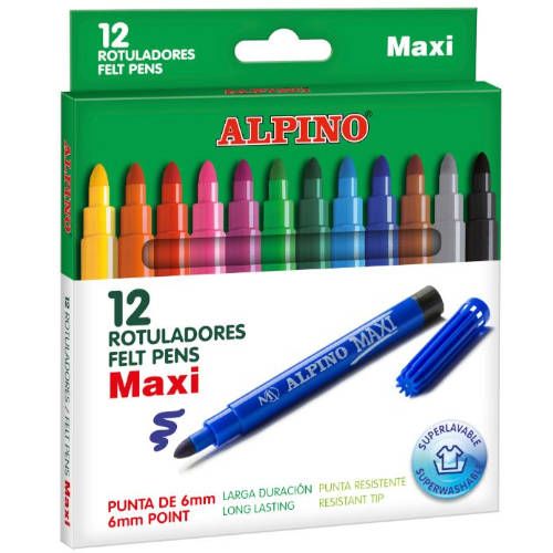 Etui 12 Marqueurs Pointe Épaisse Couleurs Assorties Alpino Ar000006