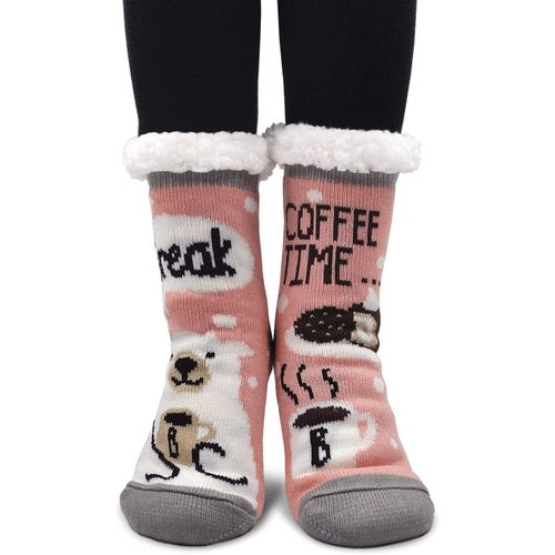 Tianyi-Chaussettes Chaussons Femme Hiver Chaud Antidérapantes Thermique Pantoufles Chaussettes, Femme Noël Épais Chaussettes À La Maison,Taille 36-41