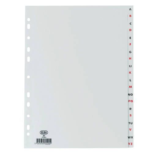 Index Alphabétique Plastique Folio Az 20 Positions Couleur Gris Elbe