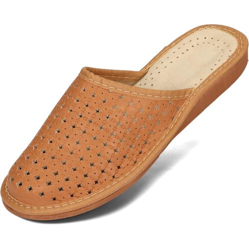 Cauc-Chaussons Femme Pantoufles Cuir Mules Chaussures Maison Éco Blanc Noir Beige Rouge Marron 36 37 38 39 40 41 Eu