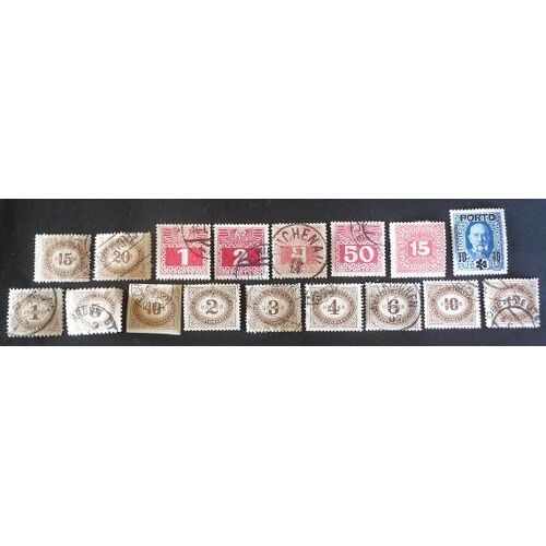 Autriche Taxe Oblitéré N° 1 Et + Lot De 17 Timbres De 1894-1908