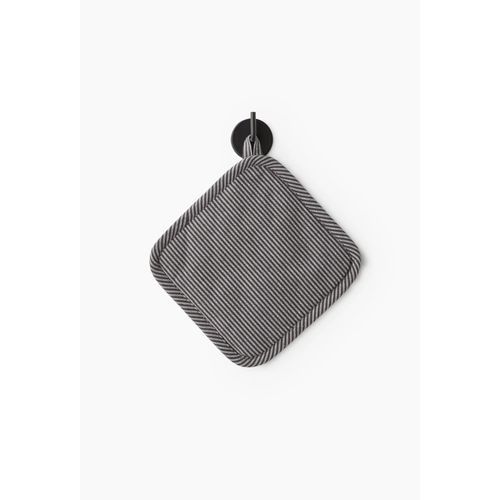 Manique Fine Rayure Tt Noir, 20x20cm, Coton