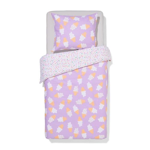 Hema Housse De Couette Enfant 140x200 Coton Doux Glaces (Lilas)