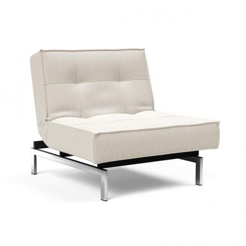 Innovation Living Fauteuil Design Splitback Chrome Convertible Lit 90*115 Cm Tissu Bouclé Off White