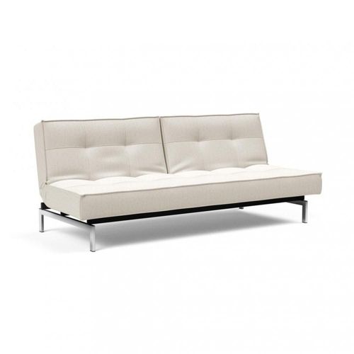 Innovation Living Canape Splitback Chrome Convertible Lit 115*210 Cm Tissu Boucle Off White