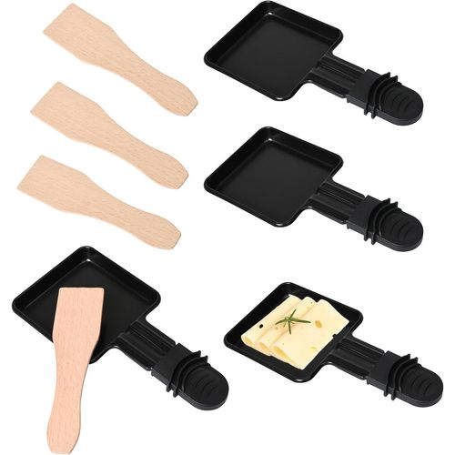 KALANKA-Lot de 4 poêlons à raclette, design pour raclette, poêlons de barbecue antiadhésifs, carrés, mini poêlons à raclette pour le barbecue électrique universel