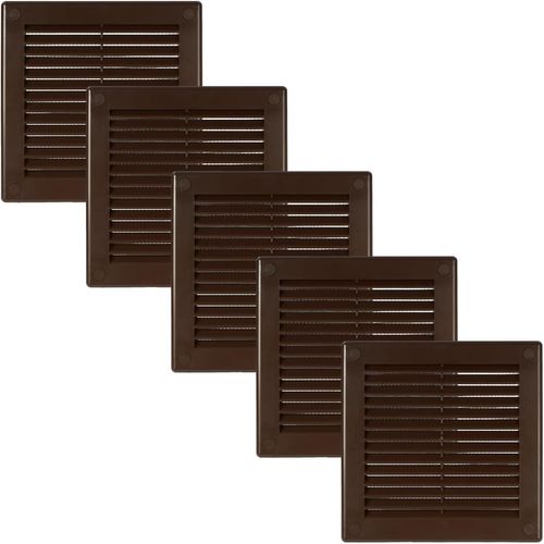 KALANKA-11,4 x 11,4 cm (dimensions de l'ouverture) \u2013 Lot de 5 housses d'aération en plastique marron \u2013 Grille d'aération carrée plate \u2013 Déflecteur d'air \u2013 CVC 15 x 15 cm (dimensio