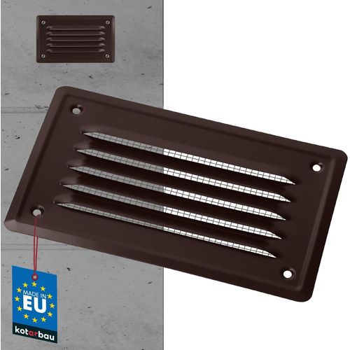 KALANKA-® Grille de Ventilation 165 x 100 mm Brun en Acier Galvanisé Grille D'aération avec Moustiquaire Résistante à la Corrosion
